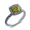 2.49ct.tw. Diamond Ring Fancy Yellow Cushion Dia 1.70ct.GIA FY/VS2 18KWY DKR002824